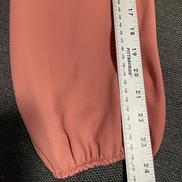 Adrienne Vittadini Ruffle Front V-Neck Blouse Shirt Mauve Pink Women's Medium‎ - Picture 6 of 8